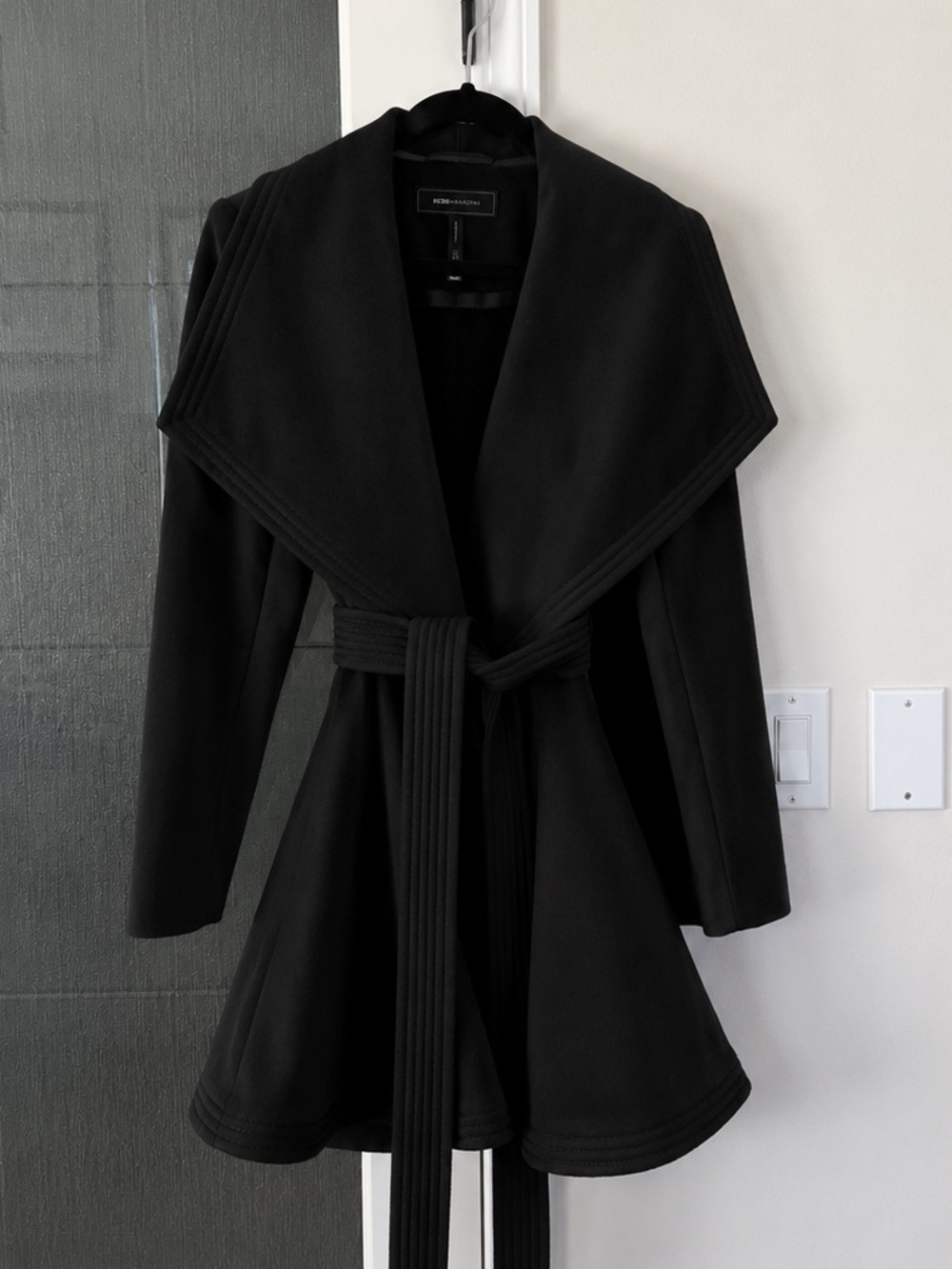 Bcbgmaxazria wool wrap flare coat